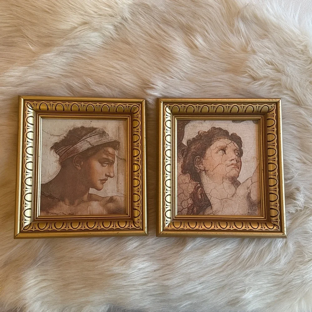 Gold Framed Sistine Chapel Repro Prints Set of 2